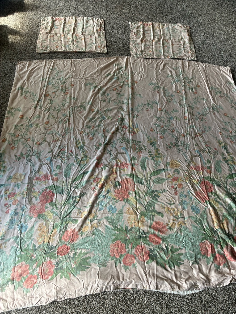 Pottery Barn 3 Piece Mariella Queen Chinoiserie Floral Pastel Duvet - Picture 4 of 13